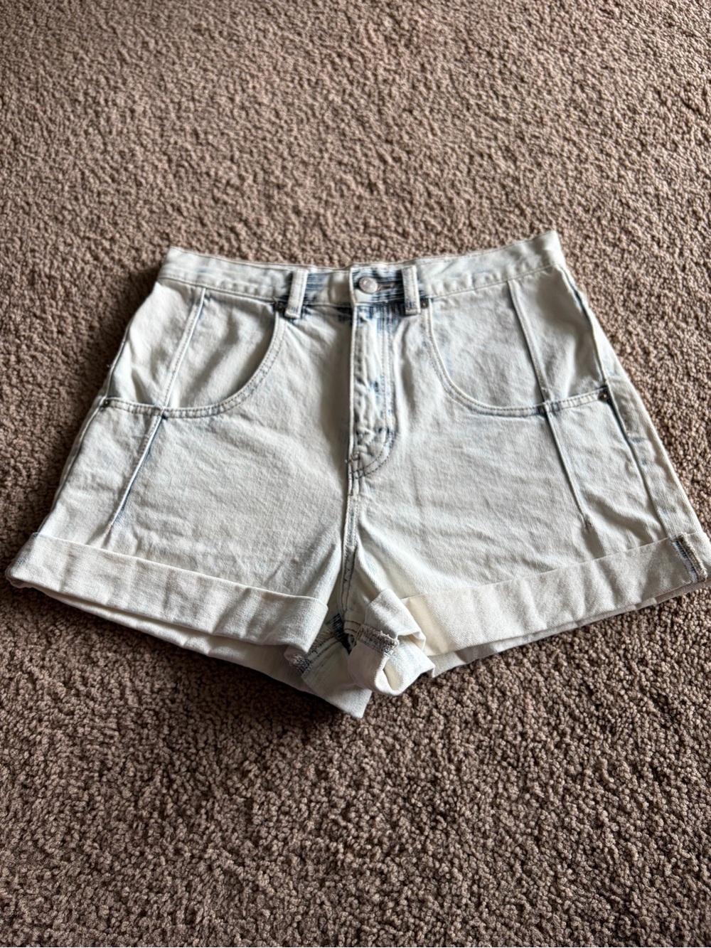 BDG Light-Wash High-Rise Roll Hem Denim Shorts